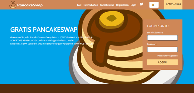Freepancake.com - Kostenlos Pancake (CAKE) verdienen