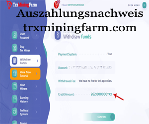 Auszahlungsnachweis Trxminingfarm.com