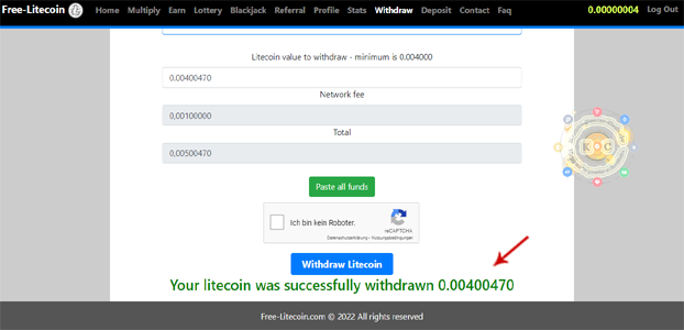 Auszahlungsnachweis Free-litecoin.com