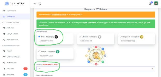 Auszahlungsbonus Claimtrx.com